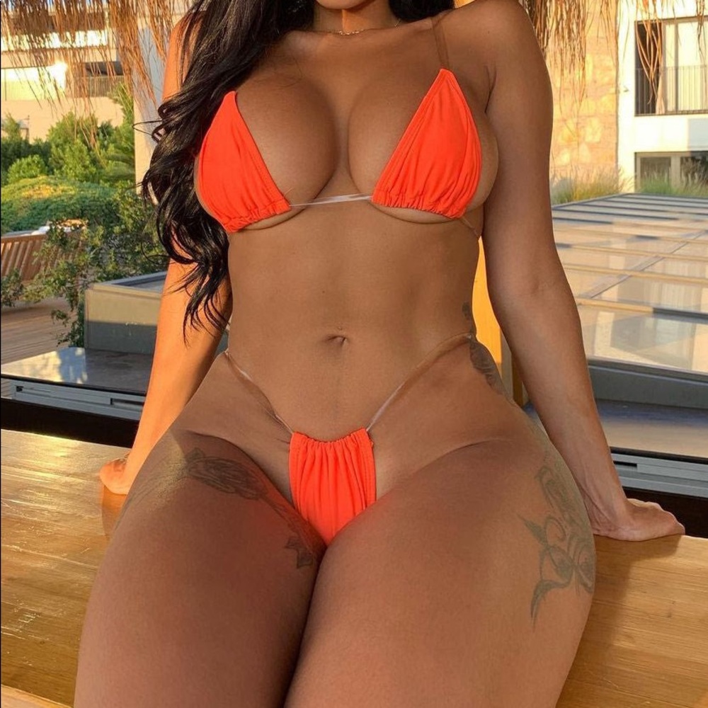 Orange Triangle String Bikini  Set